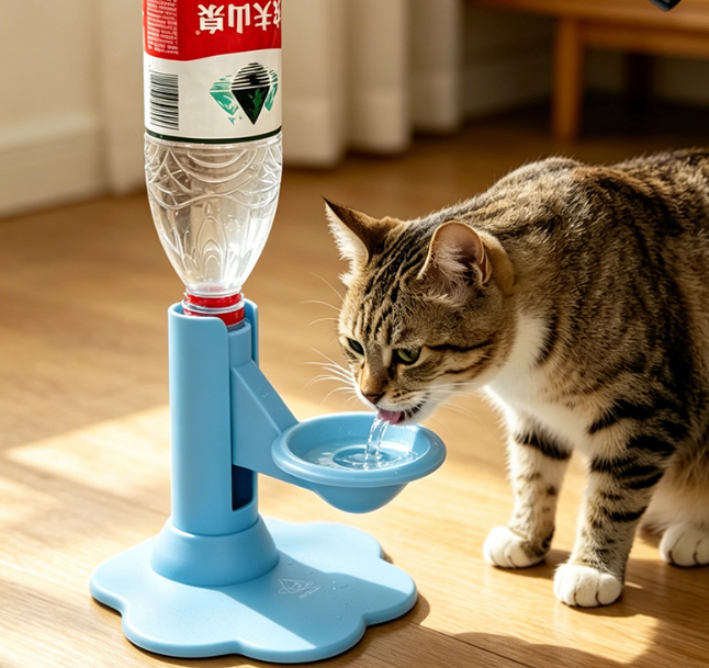 The cat water dispenser can adjust the height to protect the cat's neck and automatically replenish water