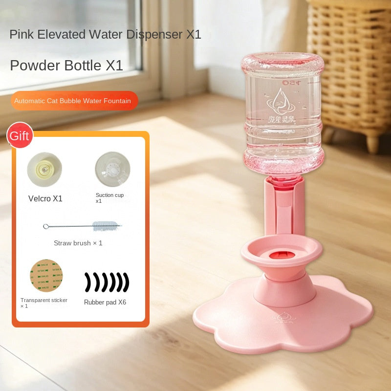 The cat water dispenser can adjust the height to protect the cat's neck and automatically replenish water