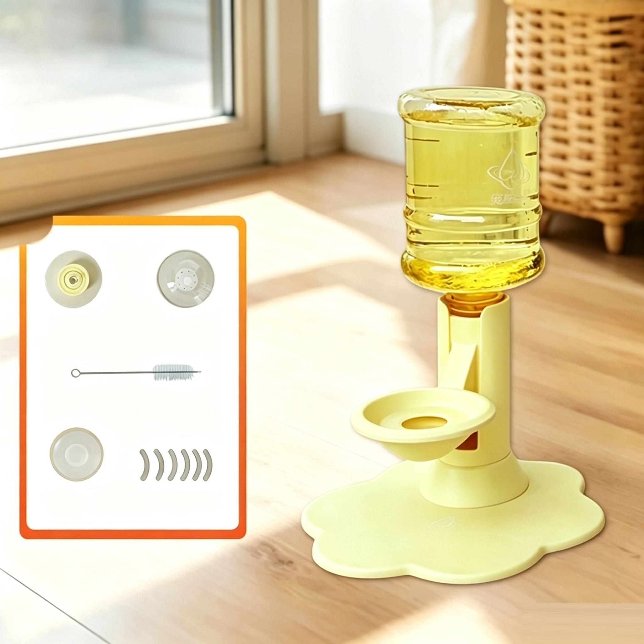 The cat water dispenser can adjust the height to protect the cat's neck and automatically replenish water